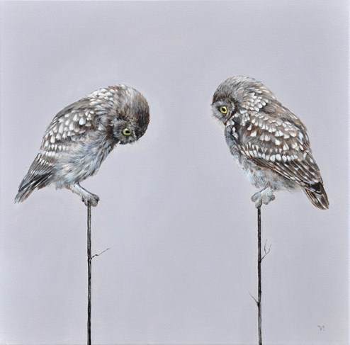 Twit Twoo by Vicky Palmer - Original Painting on Stretched Canvas